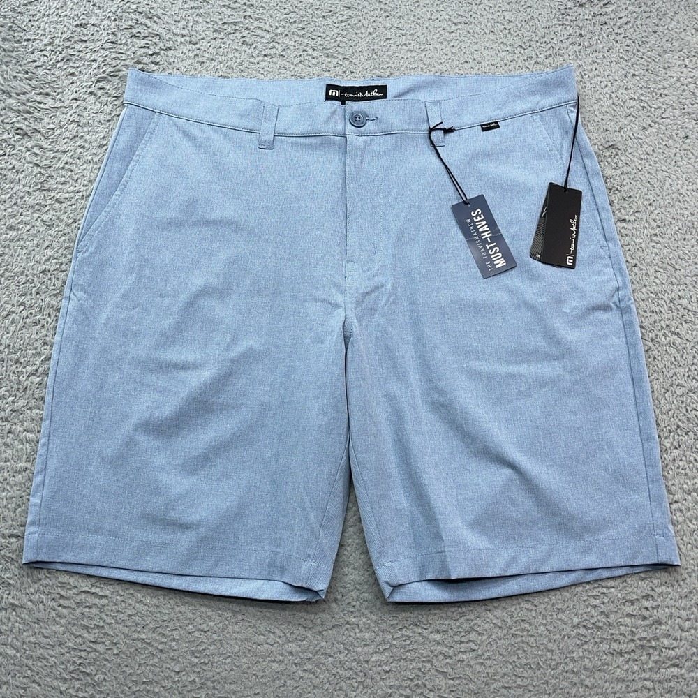 Travis Mathew Beck Performance Shorts Mens‎ 38 Heathered Blue 9" Golf Stretch